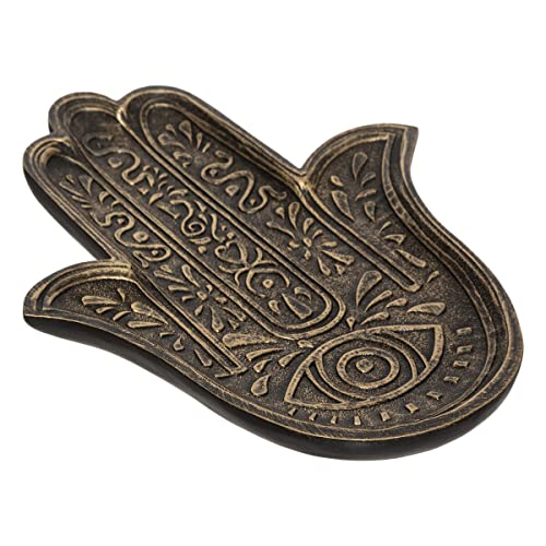 Zayti Tablett Hand der Fatima – Lochablage, aus gebeiztem MDF-Holz, Schwarz/goldfarben von Zayti