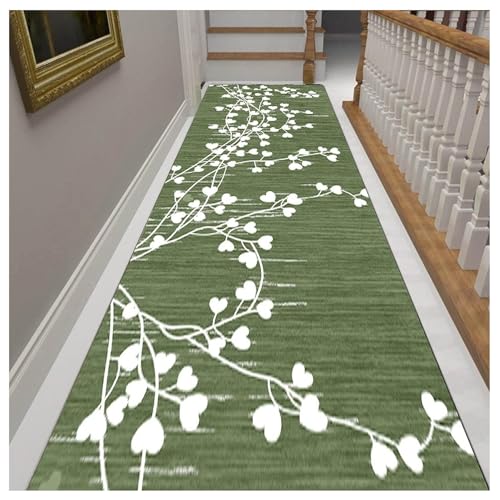 ZbOLi Teppich Läufer Flur Grün 3m/Küchenläufer Teppich Läufer Flur/rutschfest Teppiche/Waschbar Flurteppich Flurläufer/Kurzflor Teppichläufer Eingang Schmutzfangläufer(1×3m,Green) von ZbOLi