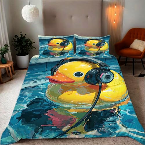 Bettwäsche 135x200 Kleine gelbe Ente, die im Wasser schwimmt Muster 3D Drucke geeignet für Teenager Kinder Bettwäsche-Set Mikrofaser Bettbezug Mit Reißverschluss Und 2 Kissenbezug(135x200+2*80x80,#1) Bettwäsche 135x200 Kleine gelbe Ente, die im Wasser schwimmt Muster 3D Drucke geeignet für Teenager Kinder Bettwäsche-Set Mikrofaser Bettbezug Mit Reißverschluss Und 2 Kissenbezug(135x200+2*80x80,#1) von Zbeiba