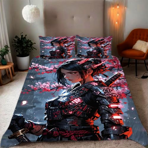 Bettwäsche 155x220 Japanische Kriegerin mit Kirschblüten Muster 3D Drucke geeignet für Teenager Kinder Bettwäsche-Set Mikrofaser Bettbezug Mit Reißverschluss Und 2 Kissenbezug(155x220+2*50x75,#6) Bettwäsche 155x220 Japanische Kriegerin mit Kirschblüten Muster 3D Drucke geeignet für Teenager Kinder Bettwäsche-Set Mikrofaser Bettbezug Mit Reißverschluss Und 2 Kissenbezug(155x220+2*50x75,#6) von Zbeiba