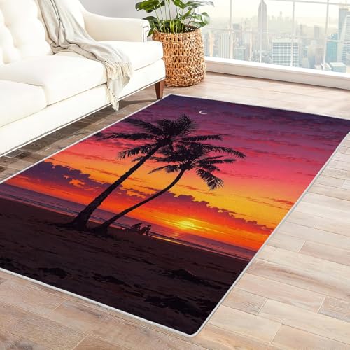 Teppich 100x160 cm, Sonnenuntergang über dem Meer und Sandstrand 3D Muster, Wohnzimmer Teppich,Weicher Kurzflor Teppiche für Schlafzimmer, Kinderzimmer, Flur, Antirutsch, Waschbarer,Heimdekoration Teppich 100x160 cm, Sonnenuntergang über dem Meer und Sandstrand 3D Muster, Wohnzimmer Teppich,Weicher Kurzflor Teppiche für Schlafzimmer, Kinderzimmer, Flur, Antirutsch, Waschbarer,Heimdekoration von Zbeiba