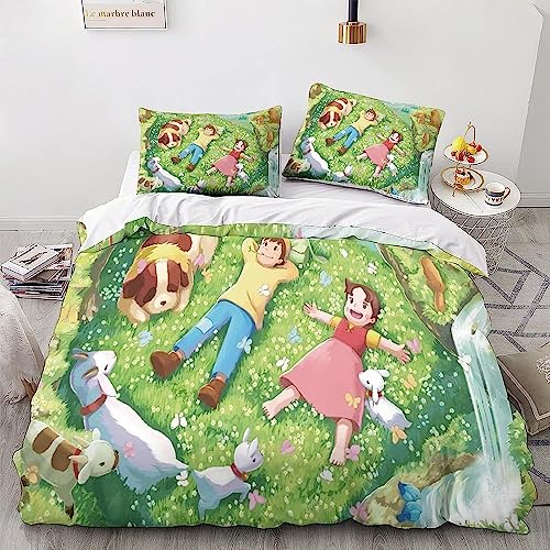 Zbeiba Niedliches Mädchen Bettwäsche Sets auf Microfaser 2 Kissenbezug,Weiche Bequemer Anime Bettbezug Mit Reißveschluss für Kinder(A1,155x220cm+2x50x75cm) von Zbeiba