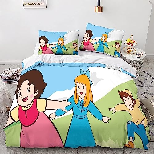 Zbeiba Bettwäsche 135x200 Niedliches Mädchen Headi Bettwäsche Sets auf Microfaser 2 Kissenbezug,Weiche Bequemer Anime Bettbezug Mit Reißveschluss für Kinder(A4,135x200cm+2x80x80cm) von Zbeiba