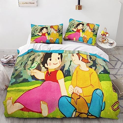 Zbeiba Bettwäsche 135x200 Niedliches Mädchen Headi Bettwäsche Sets auf Microfaser 2 Kissenbezug,Weiche Bequemer Anime Bettbezug Mit Reißveschluss für Kinder(A6,135x200cm+2x80x80cm) von Zbeiba