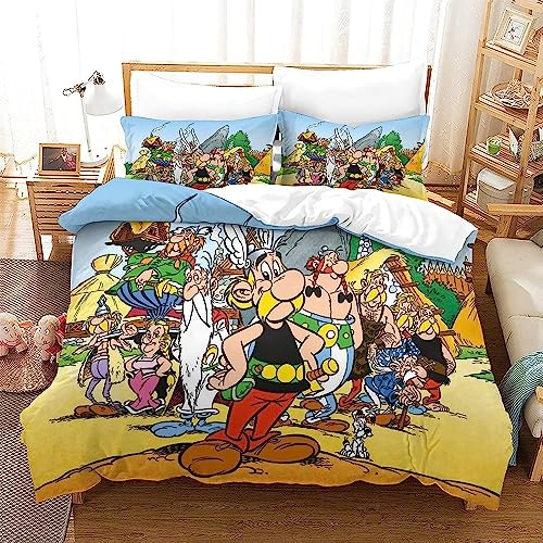Zbeiba Bettwäsche 135x200 Bettbezug Set Astarix Anime Muster Bettwäsche Sets Weiche Mikrofaser Bettbezug 2 Kissenbezüge für Kinder Jugen(A1,135x200cm+2x80x80cm) von Zbeiba