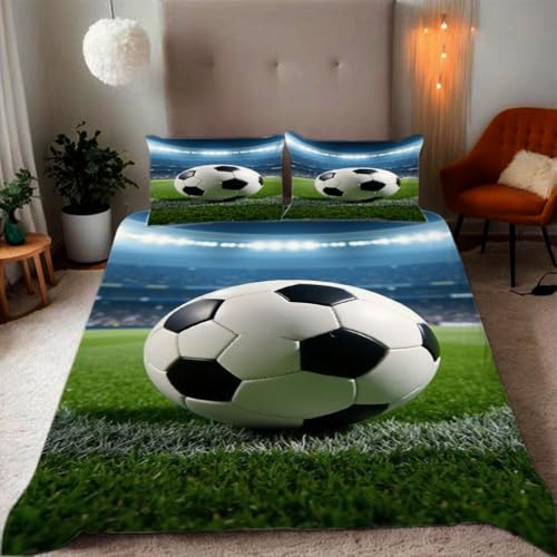 Zbeiba Bettwäsche 135x200 Fußballfeld Fußball Muster 3D Drucke geeignet für Teenager Kinder Bettwäsche-Set Mikrofaser Bettbezug Mit Reißverschluss Und 2 Kissenbezug(135x200+2 * 50x75,#5 Zbeiba Bettwäsche 135x200 Fußballfeld Fußball Muster 3D Drucke geeignet für Teenager Kinder Bettwäsche-Set Mikrofaser Bettbezug Mit Reißverschluss Und 2 Kissenbezug(135x200+2 * 50x75,#5 von Zbeiba