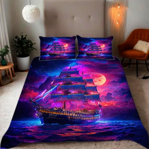 Zbeiba Bettwäsche 135x200 Traumhafter Ozean und Segelschiff Muster 3D Drucke geeignet für Teenager Kinder Bettwäsche-Set Mikrofaser Bettbezug Mit Reißverschluss Und 2 Kissenbezug(135x200+2 * 80x80,#1 Zbeiba Bettwäsche 135x200 Traumhafter Ozean und Segelschiff Muster 3D Drucke geeignet für Teenager Kinder Bettwäsche-Set Mikrofaser Bettbezug Mit Reißverschluss Und 2 Kissenbezug(135x200+2 * 80x80,#1 von Zbeiba