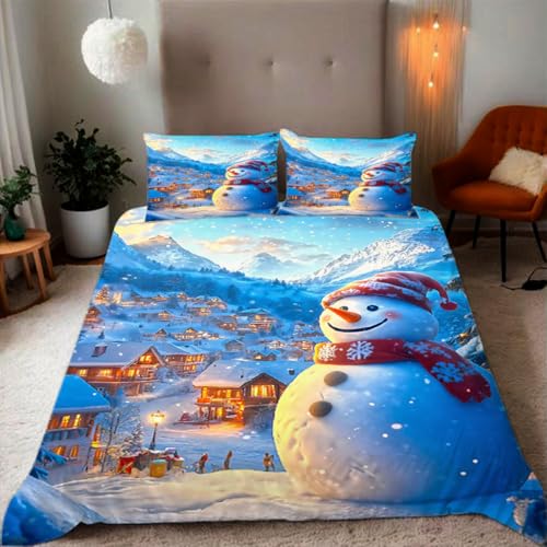 Zbeiba Bettwäsche 135x200 Wintrige Schneelandschaft mit Schneemann Drucke geeignet für Teenager Kinder Bettwäsche-Set Mikrofaser Bettbezug Mit Reißverschluss Und 2 Kissenbezug(135x200+2 * 80x80,#9 Zbeiba Bettwäsche 135x200 Wintrige Schneelandschaft mit Schneemann Drucke geeignet für Teenager Kinder Bettwäsche-Set Mikrofaser Bettbezug Mit Reißverschluss Und 2 Kissenbezug(135x200+2 * 80x80,#9 von Zbeiba