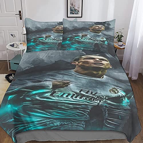 Zbeiba Bettwäsche 135x200 cm,Fußball Star Bettwäsche Set für Erwachsene Kinder Kissenbezug Bettbezug mit 3D Gedruckt Motiv(CL3,135x200+2 * 80x80) von Zbeiba