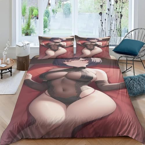 Zbeiba Bettwäsche 135x200 cm,Sexy Körper eines Bettbezug Set 3 Teilig-1 Bettbezug+2 Kissenbezug,schöne Frau Mikrofaser Bettwäsche Sets für Jungen und Mädchen(T4,135x200+2 * 80x80) von Zbeiba