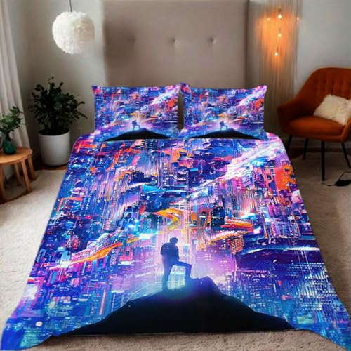 Zbeiba Bettwäsche 155x220 Beleuchtete Science-Fiction-Stadt Muster 3D Drucke geeignet für Teenager Kinder Bettwäsche-Set Mikrofaser Bettbezug Mit Reißverschluss Und 2 Kissenbezug(155x220+2 * 80x80,#9 Zbeiba Bettwäsche 155x220 Beleuchtete Science-Fiction-Stadt Muster 3D Drucke geeignet für Teenager Kinder Bettwäsche-Set Mikrofaser Bettbezug Mit Reißverschluss Und 2 Kissenbezug(155x220+2 * 80x80,#9 von Zbeiba