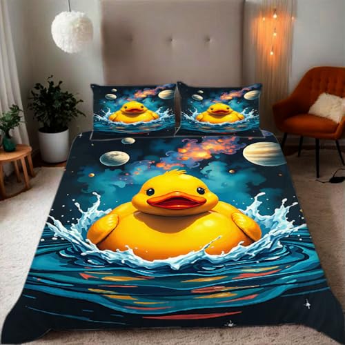 Zbeiba Bettwäsche 155x220 Cartoon-kleine gelbe Ente Muster 3D Drucke geeignet für Teenager Kinder Bettwäsche-Set Mikrofaser Bettbezug Mit Reißverschluss Und 2 Kissenbezug(155x220+2 * 80x80,#2 Zbeiba Bettwäsche 155x220 Cartoon-kleine gelbe Ente Muster 3D Drucke geeignet für Teenager Kinder Bettwäsche-Set Mikrofaser Bettbezug Mit Reißverschluss Und 2 Kissenbezug(155x220+2 * 80x80,#2 von Zbeiba