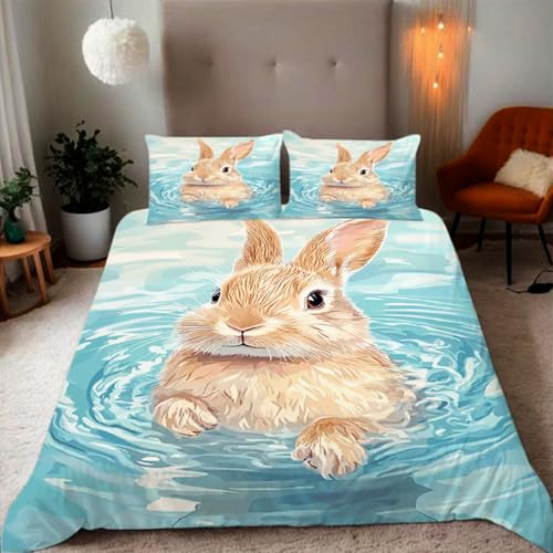 Zbeiba Bettwäsche 155x220 Kaninchen im Wasser Muster 3D Drucke geeignet für Teenager Kinder Bettwäsche-Set Mikrofaser Bettbezug Mit Reißverschluss Und 2 Kissenbezug(155x220+2 * 80x80,#4 Zbeiba Bettwäsche 155x220 Kaninchen im Wasser Muster 3D Drucke geeignet für Teenager Kinder Bettwäsche-Set Mikrofaser Bettbezug Mit Reißverschluss Und 2 Kissenbezug(155x220+2 * 80x80,#4 von Zbeiba