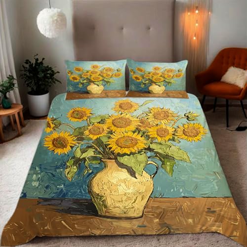 Zbeiba Bettwäsche 155x220 Ölgemälde Sonnenblumen Muster 3D Drucke geeignet für Teenager Kinder Bettwäsche-Set Mikrofaser Bettbezug Mit Reißverschluss Und 2 Kissenbezug(155x220+2 * 80x80,#2 Zbeiba Bettwäsche 155x220 Ölgemälde Sonnenblumen Muster 3D Drucke geeignet für Teenager Kinder Bettwäsche-Set Mikrofaser Bettbezug Mit Reißverschluss Und 2 Kissenbezug(155x220+2 * 80x80,#2 von Zbeiba
