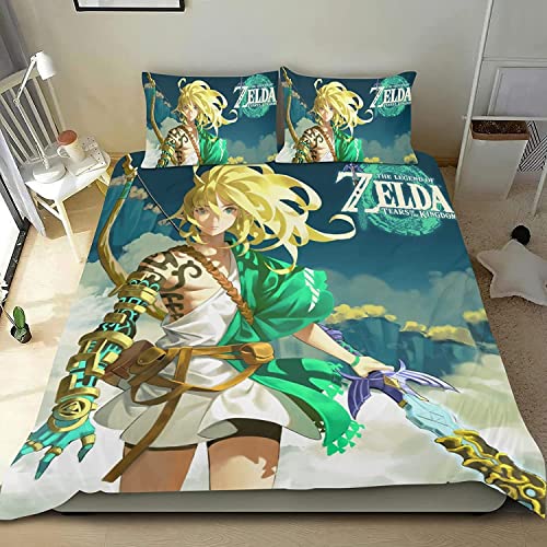 Zbeiba Bettwäsche 155x220 cm,Anime Bettwäsche-Set 3-teilig mit verdecktem Reißverschluss Mikrofaser Bettwäsche für alle Jahreszeiten Spiel Figuren Design(A3,155x220+2 * 50x75) von Zbeiba