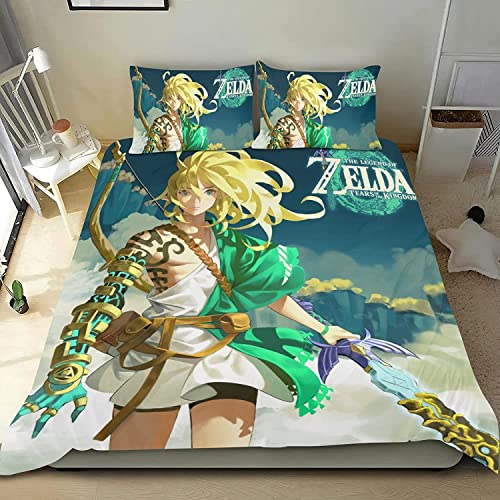 Zbeiba Bettwäsche 155x220 cm,Anime Bettwäsche-Set 3-teilig mit verdecktem Reißverschluss Mikrofaser Bettwäsche für alle Jahreszeiten Spiel Figuren Design(A3,155x220+2 * 80x80) von Zbeiba