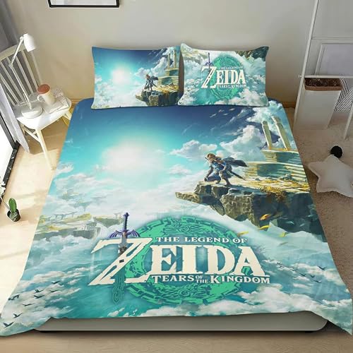 Zbeiba Bettwäsche 200x200 cm,Anime Bettwäsche-Set 3-teilig mit verdecktem Reißverschluss Mikrofaser Bettwäsche für alle Jahreszeiten Spiel Figuren Design(A1,200x200+2 * 80x80) von Zbeiba