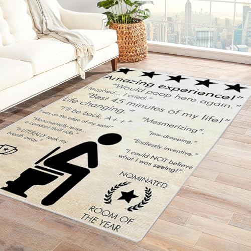 Zbeiba Modern Teppich 120x180 cm, Lustiges Badezimmer-Schild Muster, Wohnzimmerteppich, Weicher Kurzflor Große Teppiche für Schlafzimmer, Kinderzimmer, Flur, Antirutsch, Waschbarer Zbeiba Modern Teppich 120x180 cm, Lustiges Badezimmer-Schild Muster, Wohnzimmerteppich, Weicher Kurzflor Große Teppiche für Schlafzimmer, Kinderzimmer, Flur, Antirutsch, Waschbarer von Zbeiba