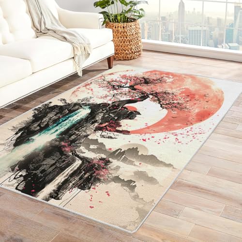 Zbeiba Modern Teppich 60x90 cm, Sakura-Wasserfall Yin Yang Muster, Wohnzimmerteppich, Weicher Kurzflor Große Teppiche für Schlafzimmer, Kinderzimmer, Flur, Antirutsch, Waschbarer Zbeiba Modern Teppich 60x90 cm, Sakura-Wasserfall Yin Yang Muster, Wohnzimmerteppich, Weicher Kurzflor Große Teppiche für Schlafzimmer, Kinderzimmer, Flur, Antirutsch, Waschbarer von Zbeiba