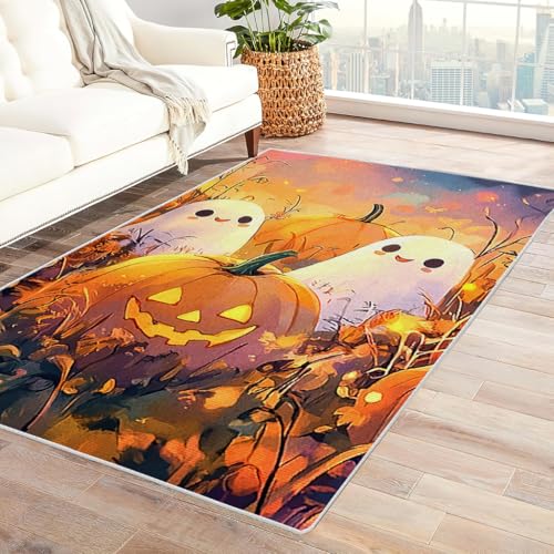 Zbeiba Teppich 100x160 cm, Bezaubernde Geister-Jack-o'-Lantern 3D Muster, Wohnzimmer Teppich,Weicher Kurzflor Teppiche für Schlafzimmer, Kinderzimmer, Flur, Antirutsch, Waschbarer,Heimdekoration Zbeiba Teppich 100x160 cm, Bezaubernde Geister-Jack-o'-Lantern 3D Muster, Wohnzimmer Teppich,Weicher Kurzflor Teppiche für Schlafzimmer, Kinderzimmer, Flur, Antirutsch, Waschbarer,Heimdekoration von Zbeiba