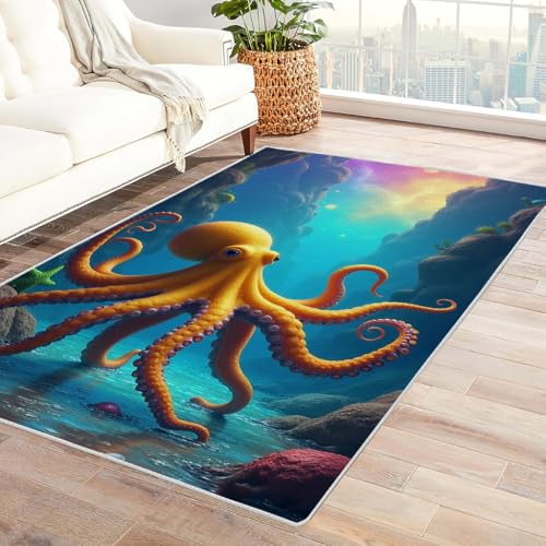 Zbeiba Teppich 100x160 cm, Cartoon-Oktopus 3D Muster, Wohnzimmer Teppich,Weicher Kurzflor Teppiche für Schlafzimmer, Kinderzimmer, Flur, Antirutsch, Waschbarer,Heimdekoration Zbeiba Teppich 100x160 cm, Cartoon-Oktopus 3D Muster, Wohnzimmer Teppich,Weicher Kurzflor Teppiche für Schlafzimmer, Kinderzimmer, Flur, Antirutsch, Waschbarer,Heimdekoration von Zbeiba