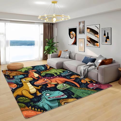 Zbeiba Teppich 100x160 cm, Cartoon Tier Kinder-Dinosaurier 3D Muster, Wohnzimmer Teppich,Weicher Kurzflor Teppiche für Schlafzimmer, Kinderzimmer, Flur, Antirutsch, Waschbarer,Heimdekoration Zbeiba Teppich 100x160 cm, Cartoon Tier Kinder-Dinosaurier 3D Muster, Wohnzimmer Teppich,Weicher Kurzflor Teppiche für Schlafzimmer, Kinderzimmer, Flur, Antirutsch, Waschbarer,Heimdekoration von Zbeiba