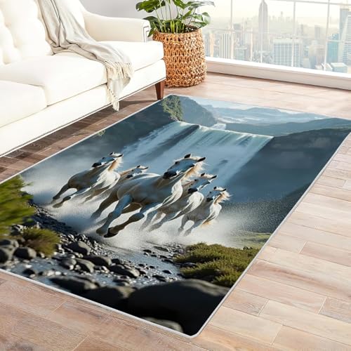 Zbeiba Teppich 100x160 cm, Galoppierendes Pferd 3D Muster, Wohnzimmer Teppich,Weicher Kurzflor Teppiche für Schlafzimmer, Kinderzimmer, Flur, Antirutsch, Waschbarer,Heimdekoration Zbeiba Teppich 100x160 cm, Galoppierendes Pferd 3D Muster, Wohnzimmer Teppich,Weicher Kurzflor Teppiche für Schlafzimmer, Kinderzimmer, Flur, Antirutsch, Waschbarer,Heimdekoration von Zbeiba