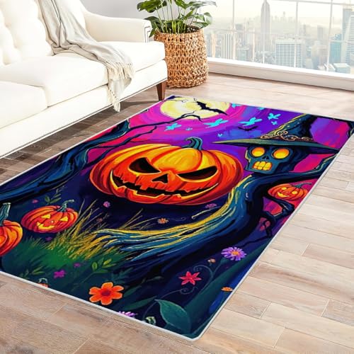 Zbeiba Teppich 100x160 cm, Kürbislaterne und Zaubererhut 3D Muster, Wohnzimmer Teppich,Weicher Kurzflor Teppiche für Schlafzimmer, Kinderzimmer, Flur, Antirutsch, Waschbarer,Heimdekoration Zbeiba Teppich 100x160 cm, Kürbislaterne und Zaubererhut 3D Muster, Wohnzimmer Teppich,Weicher Kurzflor Teppiche für Schlafzimmer, Kinderzimmer, Flur, Antirutsch, Waschbarer,Heimdekoration von Zbeiba