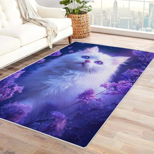 Zbeiba Teppich 100x160 cm, Lila Romantisches Kätzchen 3D Muster, Wohnzimmer Teppich,Weicher Kurzflor Teppiche für Schlafzimmer, Kinderzimmer, Flur, Antirutsch, Waschbarer,Heimdekoration Zbeiba Teppich 100x160 cm, Lila Romantisches Kätzchen 3D Muster, Wohnzimmer Teppich,Weicher Kurzflor Teppiche für Schlafzimmer, Kinderzimmer, Flur, Antirutsch, Waschbarer,Heimdekoration von Zbeiba