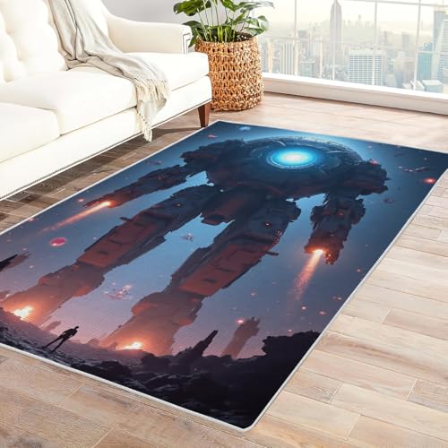 Zbeiba Teppich 100x160 cm, Weltraumroboter 3D Muster, Wohnzimmer Teppich,Weicher Kurzflor Teppiche für Schlafzimmer, Kinderzimmer, Flur, Antirutsch, Waschbarer,Heimdekoration Zbeiba Teppich 100x160 cm, Weltraumroboter 3D Muster, Wohnzimmer Teppich,Weicher Kurzflor Teppiche für Schlafzimmer, Kinderzimmer, Flur, Antirutsch, Waschbarer,Heimdekoration von Zbeiba
