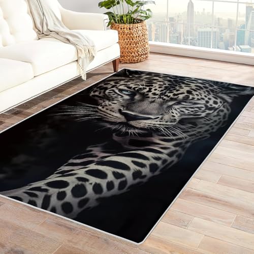 Zbeiba Teppich 100x160 cm, Wilder, gefährlicher Leopard 3D Muster, Wohnzimmer Teppich,Weicher Kurzflor Teppiche für Schlafzimmer, Kinderzimmer, Flur, Antirutsch, Waschbarer,Heimdekoration Zbeiba Teppich 100x160 cm, Wilder, gefährlicher Leopard 3D Muster, Wohnzimmer Teppich,Weicher Kurzflor Teppiche für Schlafzimmer, Kinderzimmer, Flur, Antirutsch, Waschbarer,Heimdekoration von Zbeiba