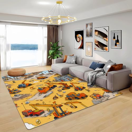 Zbeiba Teppich 140x200 cm, Cartoon Kinder-Bagger 3D Muster, Wohnzimmer Teppich,Weicher Kurzflor Teppiche für Schlafzimmer, Kinderzimmer, Flur, Antirutsch, Waschbarer,Heimdekoration Zbeiba Teppich 140x200 cm, Cartoon Kinder-Bagger 3D Muster, Wohnzimmer Teppich,Weicher Kurzflor Teppiche für Schlafzimmer, Kinderzimmer, Flur, Antirutsch, Waschbarer,Heimdekoration von Zbeiba