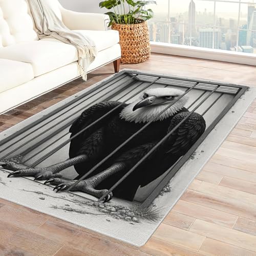 Zbeiba Teppich 50x80 cm, Adler 3D Muster, Wohnzimmer Teppich,Weicher Kurzflor Teppiche für Schlafzimmer, Kinderzimmer, Flur, Antirutsch, Waschbarer,Heimdekoration von Zbeiba