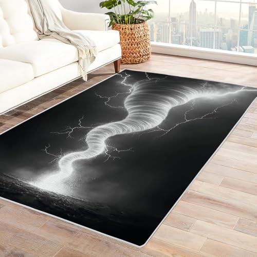Zbeiba Teppich 50x80 cm, Blitz-Tornado 3D Muster, Wohnzimmer Teppich,Weicher Kurzflor Teppiche für Schlafzimmer, Kinderzimmer, Flur, Antirutsch, Waschbarer,Heimdekoration von Zbeiba