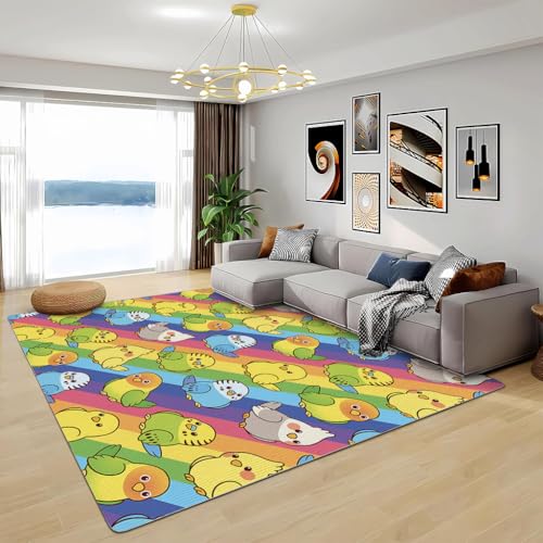 Zbeiba Teppich 50x80 cm, Bunte Cartoon-Vögel 3D Muster, Wohnzimmer Teppich,Weicher Kurzflor Teppiche für Schlafzimmer, Kinderzimmer, Flur, Antirutsch, Waschbarer,Heimdekoration von Zbeiba