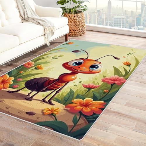 Zbeiba Teppich 50x80 cm, Cartoon-Ameisen 3D Muster, Wohnzimmer Teppich,Weicher Kurzflor Teppiche für Schlafzimmer, Kinderzimmer, Flur, Antirutsch, Waschbarer,Heimdekoration von Zbeiba
