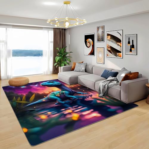 Zbeiba Teppich 50x80 cm, Cartoon-Dinosaurier 3D Muster, Wohnzimmer Teppich,Weicher Kurzflor Teppiche für Schlafzimmer, Kinderzimmer, Flur, Antirutsch, Waschbarer,Heimdekoration von Zbeiba