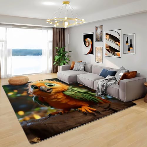 Zbeiba Teppich 50x80 cm, Cartoon-Tier Vogel 3D Muster, Wohnzimmer Teppich,Weicher Kurzflor Teppiche für Schlafzimmer, Kinderzimmer, Flur, Antirutsch, Waschbarer,Heimdekoration von Zbeiba