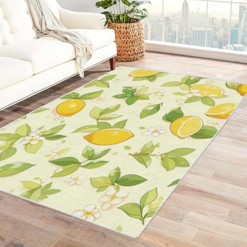 Zbeiba Teppich 50x80 cm, Cartoon-Zitrone 3D Muster, Wohnzimmer Teppich,Weicher Kurzflor Teppiche für Schlafzimmer, Kinderzimmer, Flur, Antirutsch, Waschbarer,Heimdekoration von Zbeiba