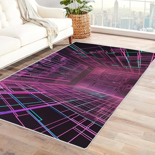 Zbeiba Teppich 50x80 cm, Dreidimensionaler Linienraum 3D Muster, Wohnzimmer Teppich,Weicher Kurzflor Teppiche für Schlafzimmer, Kinderzimmer, Flur, Antirutsch, Waschbarer,Heimdekoration von Zbeiba