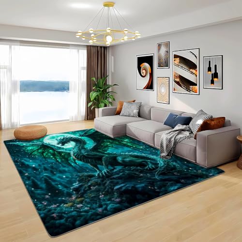 Zbeiba Teppich 50x80 cm, Fliegende Dinosaurier 3D Muster, Wohnzimmer Teppich,Weicher Kurzflor Teppiche für Schlafzimmer, Kinderzimmer, Flur, Antirutsch, Waschbarer,Heimdekoration von Zbeiba