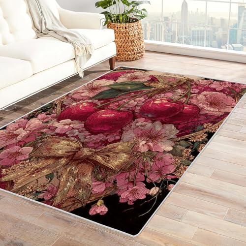 Zbeiba Teppich 50x80 cm, Fruchtkirschen 3D Muster, Wohnzimmer Teppich,Weicher Kurzflor Teppiche für Schlafzimmer, Kinderzimmer, Flur, Antirutsch, Waschbarer,Heimdekoration Zbeiba Teppich 50x80 cm, Fruchtkirschen 3D Muster, Wohnzimmer Teppich,Weicher Kurzflor Teppiche für Schlafzimmer, Kinderzimmer, Flur, Antirutsch, Waschbarer,Heimdekoration von Zbeiba
