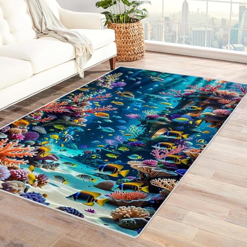 Zbeiba Teppich 50x80 cm, Goldfisch-Unterwasser-Fantasiewelt 3D Muster, Wohnzimmer Teppich,Weicher Kurzflor Teppiche für Schlafzimmer, Kinderzimmer, Flur, Antirutsch, Waschbarer,Heimdekoration Zbeiba Teppich 50x80 cm, Goldfisch-Unterwasser-Fantasiewelt 3D Muster, Wohnzimmer Teppich,Weicher Kurzflor Teppiche für Schlafzimmer, Kinderzimmer, Flur, Antirutsch, Waschbarer,Heimdekoration von Zbeiba