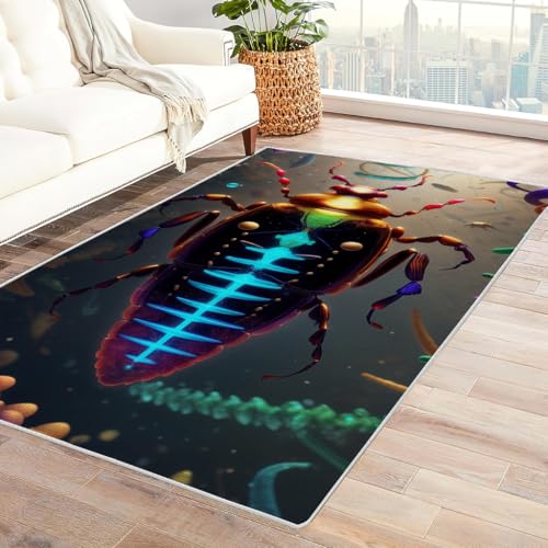 Zbeiba Teppich 50x80 cm, Insekten 3D Muster, Wohnzimmer Teppich,Weicher Kurzflor Teppiche für Schlafzimmer, Kinderzimmer, Flur, Antirutsch, Waschbarer,Heimdekoration von Zbeiba