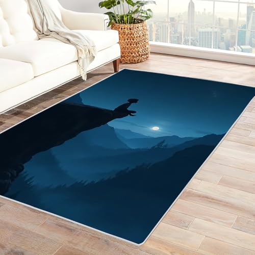Zbeiba Teppich 50x80 cm, Mondbeschienener Bergjunge 3D Muster, Wohnzimmer Teppich,Weicher Kurzflor Teppiche für Schlafzimmer, Kinderzimmer, Flur, Antirutsch, Waschbarer,Heimdekoration von Zbeiba