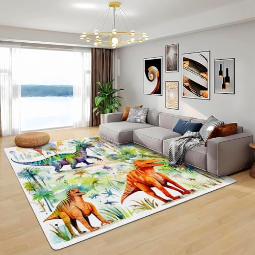 Zbeiba Teppich 50x80 cm, Ölgemälde Kinder-Dinosaurier 3D Muster, Wohnzimmer Teppich,Weicher Kurzflor Teppiche für Schlafzimmer, Kinderzimmer, Flur, Antirutsch, Waschbarer,Heimdekoration Zbeiba Teppich 50x80 cm, Ölgemälde Kinder-Dinosaurier 3D Muster, Wohnzimmer Teppich,Weicher Kurzflor Teppiche für Schlafzimmer, Kinderzimmer, Flur, Antirutsch, Waschbarer,Heimdekoration von Zbeiba