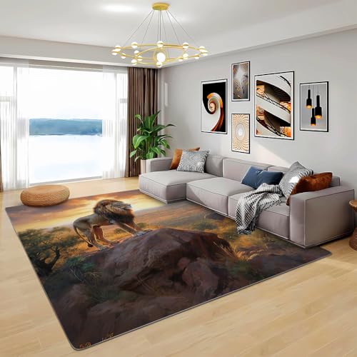 Zbeiba Teppich 50x80 cm, Prärie-Löwe 3D Muster, Wohnzimmer Teppich,Weicher Kurzflor Teppiche für Schlafzimmer, Kinderzimmer, Flur, Antirutsch, Waschbarer,Heimdekoration von Zbeiba