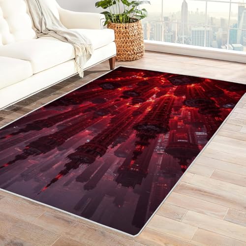 Zbeiba Teppich 50x80 cm, Rot beleuchtete Wolkenkratzer 3D Muster, Wohnzimmer Teppich,Weicher Kurzflor Teppiche für Schlafzimmer, Kinderzimmer, Flur, Antirutsch, Waschbarer,Heimdekoration Zbeiba Teppich 50x80 cm, Rot beleuchtete Wolkenkratzer 3D Muster, Wohnzimmer Teppich,Weicher Kurzflor Teppiche für Schlafzimmer, Kinderzimmer, Flur, Antirutsch, Waschbarer,Heimdekoration von Zbeiba