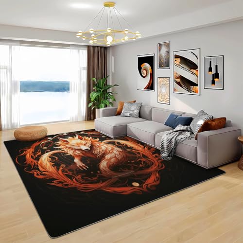 Zbeiba Teppich 50x80 cm, Traumwolf 3D Muster, Wohnzimmer Teppich,Weicher Kurzflor Teppiche für Schlafzimmer, Kinderzimmer, Flur, Antirutsch, Waschbarer,Heimdekoration von Zbeiba