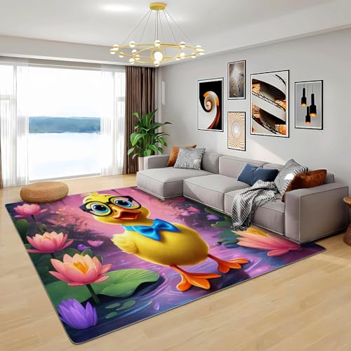 Zbeiba Teppich 60x90 cm, Cartoon-gelbe Ente mit Brille 3D Muster, Wohnzimmer Teppich,Weicher Kurzflor Teppiche für Schlafzimmer, Kinderzimmer, Flur, Antirutsch, Waschbarer,Heimdekoration Zbeiba Teppich 60x90 cm, Cartoon-gelbe Ente mit Brille 3D Muster, Wohnzimmer Teppich,Weicher Kurzflor Teppiche für Schlafzimmer, Kinderzimmer, Flur, Antirutsch, Waschbarer,Heimdekoration von Zbeiba